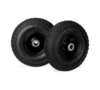 Relaxdays Roue de diable roue brouette set de 2, roue de rechange, caoutchouc 3.00-4, 100 kg, 260 x 85 mm, noir