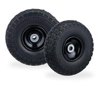 Relaxdays - Roue De Diable Set De 2, Caoutchouc 260x85 Mm, Increvables, 16 Mm, 4.1/3.5-4 Essieu, Jusqu'à 150kg, Noir