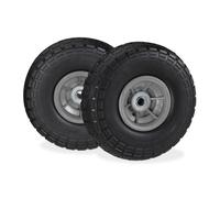 Relaxdays Roue de Diable Set de 2 en Caoutchouc, increvavbles, 260 x 85, 16 mm, 4.1/3.5-4 essieu 150 kg, Noir-Gris