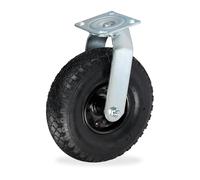 Relaxdays Roue pivotante 3.00-4 pneumatique, Charge Lourde, Plaque Acier, jusqu'à 120 kg, Choix de Couleur, 30x26x13.5 c