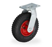 Relaxdays Roue pivotante pneumatique Charge Lourde jusqu'à 120 kg 25x20x13.5 cm, Plaque Acier, Choix de Couleur