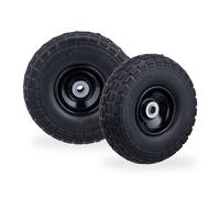 Relaxdays Roue pour diable noir en lot de 4
