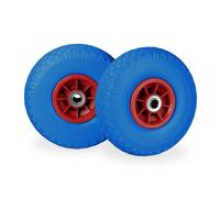 relaxdays Roues de diable à bandage pneumatique bleu, rouge Jantes en caoutchouc plein, axe 2,0 cm