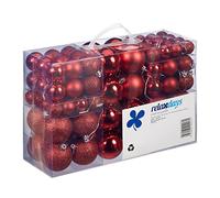 Relaxdays, rouge, Lot de 100, Décoration, polies, scintillantes et luisantes, Boule de Noël ∅ 3, 4&6 cm, polystyrène, 7 x 6 x 6 cm
