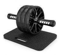 Relaxdays Rouleau abdominal noir, 3 roues antidérapantes, 15,5 x 32 cm | tapis genoux, renforce abdos