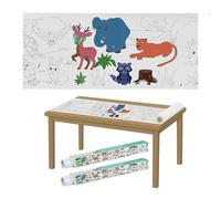 Relaxdays Rouleau de coloriage pour Votre Enfant, Auto-adhésif, Lot de 2, orné d'animaux, en Papier, 3 m, Blanc