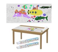 Relaxdays Rouleau de coloriage pour Votre Enfant, Auto-adhésif, Lot de 2, orné d'animaux Marins, en Papier, 3 m, Blanc