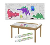 Relaxdays Rouleau de coloriage pour Votre Enfant, Auto-adhésif, Lot de 2, orné de Dinosaures, en Papier, 3 m, Blanc
