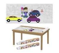 Relaxdays Rouleau de coloriage pour Votre Enfant, Auto-adhésif, Lot de 2, orné de véhicules, en Papier, 3 m, Blanc