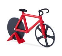 Relaxdays Roulette à pizza vélo découpe-pizza avec support coupe pâte Fixie coloré, rouge,3 x 18 x 11.5 cm