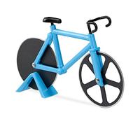 Relaxdays Roulette à pizza vélo découpe-pizza avec support coupe pâte Fixie coloré, bleu