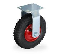 Relaxdays Roulette Fixe, 2.50-4, Roue pneumatique, Caoutchouc, Plaque en Acier, 120 kg, Choix de Couleur