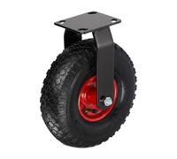 Relaxdays Roulette Fixe, 3.00-4, Charge 120 kg, Pneu Caoutchouc, Plaque en Acier, Roue pour Charges Lourdes, Noir/Rouge