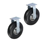 Relaxdays Roulette Fixe, 3.00-4, Roue pneumatique, Caoutchouc, Plaque à Visser en Acier, 120 kg, argenté/Noir