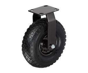 Relaxdays Roulette Fixe 3.00-4, pneumatique, Caoutchouc, Platine Acier, Charges Lourdes, 120 kg, Noire