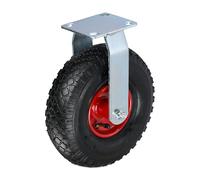 Relaxdays Roulette Fixe 3.00-4, Roue pneumatique, Caoutchouc, Plaque Acier, 120 kg, Transport Charges Lourdes