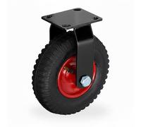 Relaxdays Roulette Fixe Capacité 120 kg, Caoutchouc, Plaque Acier, Pneumatique, Charge Lourde, Noir/Rouge 25x20x13.5 cm