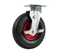 Relaxdays roulette pivotante freinée 3,00-4, 120 kg, pneu caoutchouc, acier, charges lourdes, noir/rouge