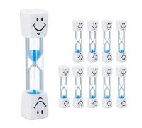 Relaxdays Sabliers brossage de Dents, Lot de 100, pour Enfants, minuteurs, 3 Minutes, Silencieux, Verre/Sable, Blanc-Bleu