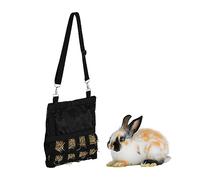 Relaxdays Sac à Foin pour Petits Animaux, en Tissu, HxL : 30 x 30 cm, mangeoire Lapin, Cochon d'Inde, Noir