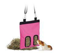 Relaxdays Sac à Foin pour Petits Animaux, en Tissu, HxL : 31 x 25 cm, mangeoire Lapin, Cochon d'Inde, Rose/Noir