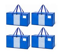 Relaxdays Lot de 4 Sacs de déménagement 100 L, Fermeture zippée, Bleu