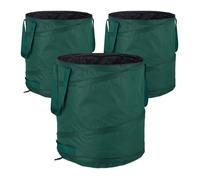 Relaxdays Sac de jardin Pop-Up, Sac de déchets, Lot de 3 feuilles mortes jardin 85 litres jardinage: ∅ 46 cm, vert