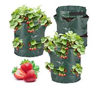 Relaxdays Sac de Plantation en Lot de 3, avec Fond perforé, 2 poignées, en Plastique, H x D : 44 x 33 cm, Vert foncé