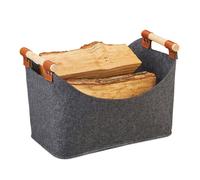 Relaxdays Sac en feutre, panier rangement, pliable, boîte avec anse, HlP 27x40x22 cm, gris foncé.