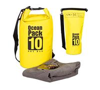Relaxdays Sac étanche Ocean Pack 10 litres léger compact extérieur kayak ski sport voile snowboard, jaune