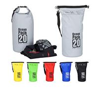 Relaxdays Sac étanche Ocean Pack 20 litres léger compact extérieur kayak ski sport voile snowboard, gris foncé