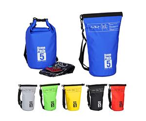 Relaxdays Sac étanche Ocean Pack 5 litres léger compact extérieur kayak ski sport voile snowboard, bleu