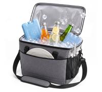 Sac Isotherme Relaxdays, 20 litres, étanche, 2 poignées et Une Sangle, Gris
