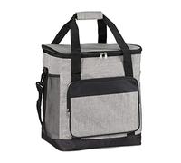 Relaxdays Sac Isotherme, Pliable, 30 l, avec bandoulière & poignée, Grande glacière Isolante, Gris