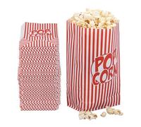 Relaxdays Sachets à Popcorn, Lot de 240, rayés, Petits Sacs, pour soirée cinéma, en Papier, Style rétro, Rouge/Blanc