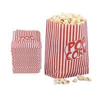 Relaxdays Sachets à popcorns, Lot de 48, rayés, Style rétro, Accessoires soirée Film, Papier, Petits Sacs, Rouge - Blanc