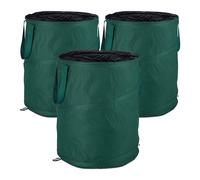Relaxdays Pop-Up, Sac de déchets, Lot de 3 Feuilles mortes 160 litres Jardinage: ∅ 55 cm, Vert