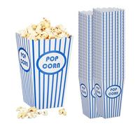 Relaxdays Sacs à Pop-Corn, Set de 48, rayés, rétro, cinéma, Accessoires pour soirée Film, Carton, Bleu - Blanc