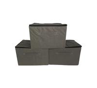Relaxdays Sacs de Rangement Lot de 3, 90L, Fermeture éclair, poignées, H40xL30xP25 cm, Polyester, Gris foncé