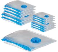 Relaxdays Sacs sous Vide, Lot de 12, Housses de Rangement, 4 Tailles, vêtements & couvertures, à Aspirer, Transparent