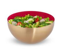 Relaxdays Saladier, acier inoxydable, diamètre 25 cm, bol mélangeur, cuisiner et servir, cul de poule, 3,5 L, rouge-doré