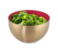 Relaxdays Saladier, INOX, 1 Litre, mélangeur Rond pour Cuisiner et Servir, diamètre 15 cm, Cul de Poule, Rouge-doré