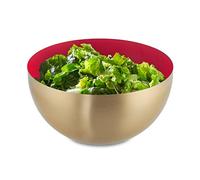Relaxdays Saladier, INOX, 2 litres, mélangeur Rond pour Cuisiner et pour Le Service, diamètre 20 cm, Rouge - Or