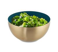 Relaxdays Saladier, INOX, 2 litres, mélangeur Rond pour Cuisiner et pour Le Service, diamètre 20 cm, Vert - Or