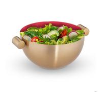 Relaxdays Saladier, INOX, diamètre 20 cm, mélangeur Rond pour Cuisiner et pour Le Service, Bol Cuisine, Or - Rouge