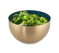 Relaxdays Saladier INOX, Lot de 4, 1 Litre, mélangeur pour Cuisiner et pour Le Service, diamètre 15 cm, Cul de Poule, Vert/doré