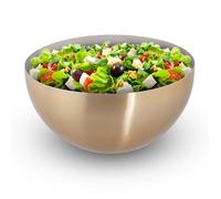 Relaxdays Saladier rond, design moderne, en acier inoxydable, pour snacks et salade, diamètre de 25 cm, or-argent