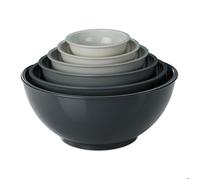 Relaxdays Saladier, set de 6 pièces, bols pour cuisiner et pâtisser, tailles variées, plastique, gris