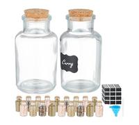 Relaxdays Salière et poivrière, Couvercle, Lot de 20, 150 ML chacun, étiquettes, marqueur, Entonnoir, Transparent