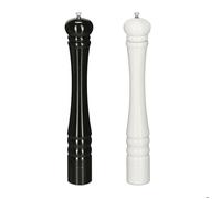 Relaxdays Salière et poivrière, Lot de 2, 40 cm, Moulin en Bois, Manuel, Moulin avec broyeur en céramique, Noir/Blanc